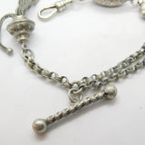 French Victorian Sterling Silver Albertina Link Bracelet with Tassel Antique c1860