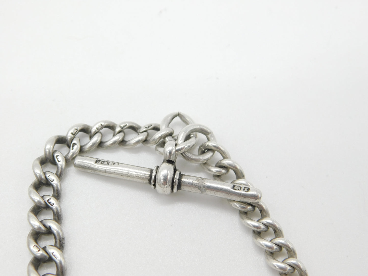 Victorian Sterling Silver Graduating Albert Link Watch Chain 1899 Birmingham