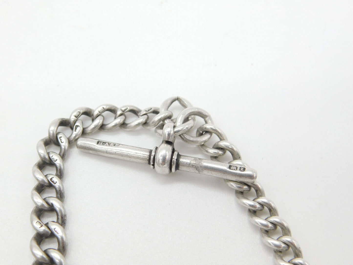 Victorian Sterling Silver Graduating Albert Link Watch Chain 1899 Birmingham