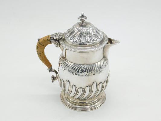 George III Sterling Silver Baluster Coffee Pot Rattan Handle Antique 1771 London