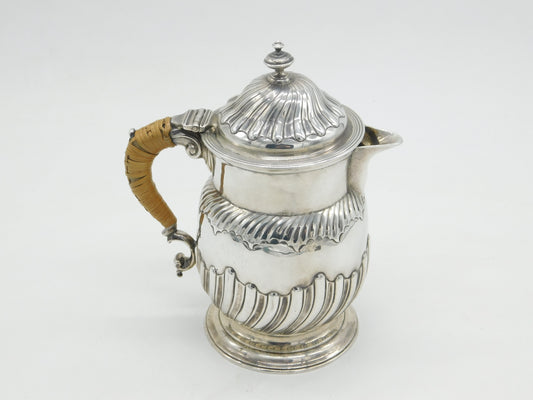 George III Sterling Silver Baluster Coffee Pot Rattan Handle Antique 1771 London