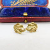 9ct Yellow Gold Leaf Form Stud Earrings Vintage c1970