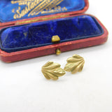 9ct Yellow Gold Leaf Form Stud Earrings Vintage c1970