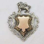 Sterling Silver & Gold Lion Form 'Quoits' Competition Fob Medal Antique 1912
