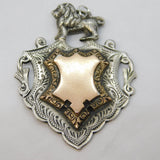 Sterling Silver & Gold Lion Form 'Quoits' Competition Fob Medal Antique 1912