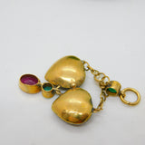 Georgian 18ct Gold, Ruby, Emerald & Pearl Set Lavalier Sweetheart Drop Pendant c1820