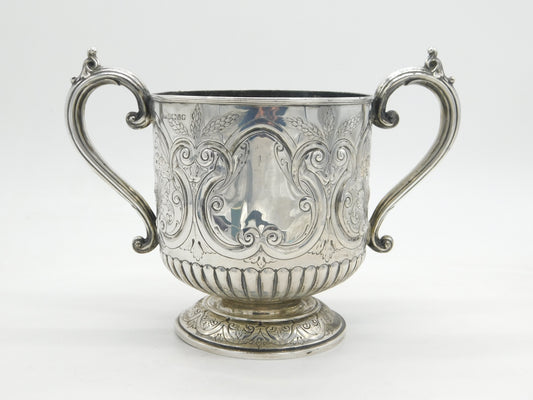 Victorian Sterling Silver Floral Sporting Trophy Cup Antique 1887 Sheffield