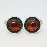 Danish Sterling Silver & Baltic Amber Gents Cufflinks Vintage N.E From c1950