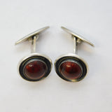 Danish Sterling Silver & Baltic Amber Gents Cufflinks Vintage N.E From c1950