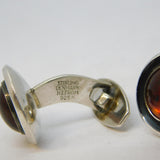 Danish Sterling Silver & Baltic Amber Gents Cufflinks Vintage N.E From c1950