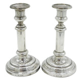 George III Pair of Sterling Silver Table Candlesticks Antique 1816 Sheffield