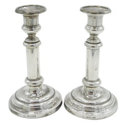 George III Pair of Sterling Silver Table Candlesticks Antique 1816 Sheffield