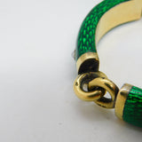 Victorian French 18ct Gold Green Guilloche Enamel Pearl Set Bracelet Antique c1860