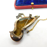 Chinese Export Sterling Silver Gilt & Enamel Exotic Bird Brooch Mid-Century