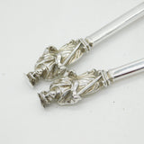 Victorian Sterling Silver Pair of Apostle Tablespoons Antique 1887 Hukin & Heath