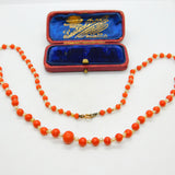 Victorian 9ct Gold Clasp Graduated Coral & Pearl Beaded Necklace Antique c1860