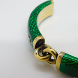 Victorian French 18ct Gold Green Guilloche Enamel Pearl Set Bracelet Antique c1860