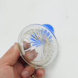 Sterling Silver, Blue Enamel Cut Glass Trinket Pot Antique 1924 Birmingham