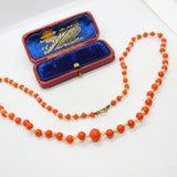 Victorian 9ct Gold Clasp Graduated Coral & Pearl Beaded Necklace Antique c1860