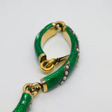 Victorian French 18ct Gold Green Guilloche Enamel Pearl Set Bracelet Antique c1860
