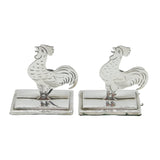 Edwardian Pair of Sterling Silver Cockerel Chicken Place Settings Antique 1910 Birmingham
