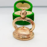 Georgian 9ct Rose Gold Chalcedony Agate Lion 'AM' Heraldic Crest Fob Antique