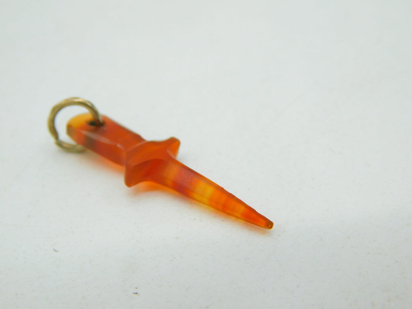 Victorian 9ct Gold & Carved Red Agate Miniature Dirk Charm Pendant Antique c1840