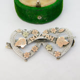 Victorian Sterling Silver & Gold Mizpah Sweetheart Brooch Antique 1898 Birmingham