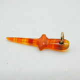 Victorian 9ct Gold & Carved Red Agate Miniature Dirk Charm Pendant Antique c1840