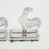 Edwardian Pair of Sterling Silver Cockerel Chicken Place Settings Antique 1910 Birmingham