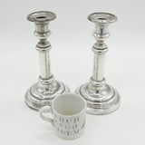 George III Pair of Sterling Silver Table Candlesticks Antique 1816 Sheffield