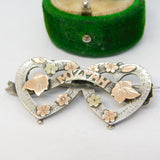 Victorian Sterling Silver & Gold Mizpah Sweetheart Brooch Antique 1898 Birmingham