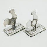 Edwardian Pair of Sterling Silver Cockerel Chicken Place Settings Antique 1910 Birmingham