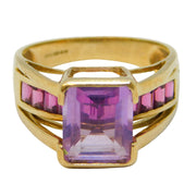 9ct Yellow Gold, Amethyst & Tourmaline Set Dress Ring Vintage 2005 Birmingham