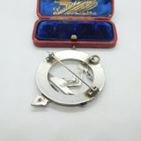 Victorian Sterling Silver Large Statement Brooch Kilt Pin 'Ever True' Antique