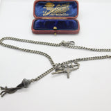 Victorian Sterling Silver Albert Watch Chain with Tassel & Faith, Hope, Charity 1886 Birmingham