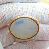 Georgian 9ct Rose Gold Chalcedony Agate Lion 'AM' Heraldic Crest Fob Antique