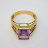 9ct Yellow Gold, Amethyst & Tourmaline Set Dress Ring Vintage 2005 Birmingham