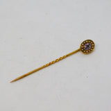 Victorian 15ct Yellow Gold, Amethyst & Seed Pearl Stick Pin Antique c1880