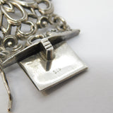 Scandinavian 20th Century .935 Silver Floral Panel Bracelet Antique c1930