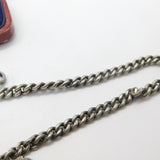 Victorian Sterling Silver Albert Watch Chain with Tassel & Faith, Hope, Charity 1886 Birmingham