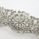 Scandinavian 20th Century .935 Silver Floral Panel Bracelet Antique c1930