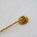Victorian 15ct Yellow Gold, Amethyst & Seed Pearl Stick Pin Antique c1880