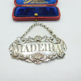 Georgian Sterling Silver Ornate Edge Madeira Bottle Label Antique 1826 London