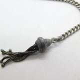 Victorian Sterling Silver Albert Watch Chain with Tassel & Faith, Hope, Charity 1886 Birmingham