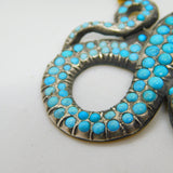 Georgian 18ct Gold & Silver Pave Set Turquoise Snake Pendant Antique c1830