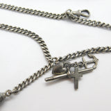 Victorian Sterling Silver Albert Watch Chain with Tassel & Faith, Hope, Charity 1886 Birmingham