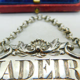 Georgian Sterling Silver Ornate Edge Madeira Bottle Label Antique 1826 London