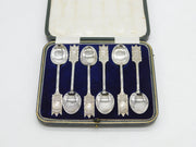 King Edward VIII Boxed Sterling Silver Coronation Teaspoons Antique 1936 Birmingham