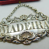 Georgian Sterling Silver Ornate Edge Madeira Bottle Label Antique 1826 London